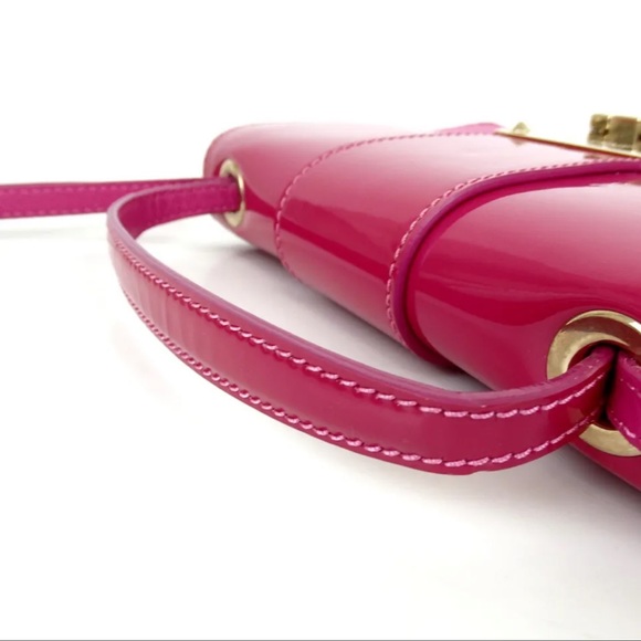 AUTH JIMMY CHOO 2way Handbag Suede Patent Leather RARE Barbie Pink - Picture 8 of 13